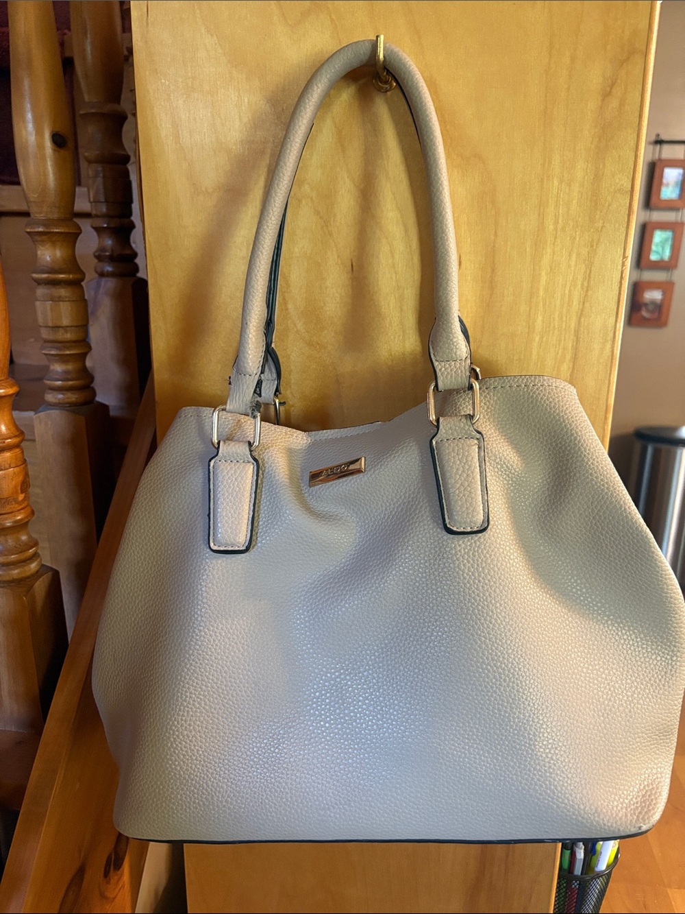 Neutral Pebbled Tote Bag - Aldo Cream Handbag